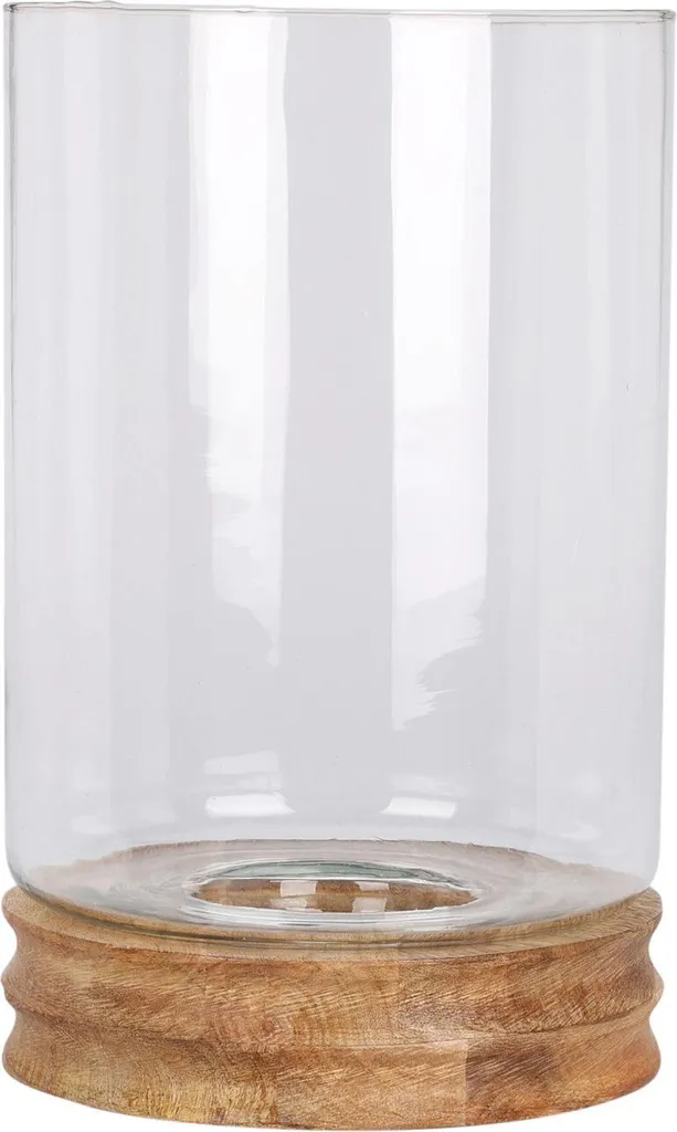 Photophore lanterne bois de manguier 41 cm pour bougie pilier grand format