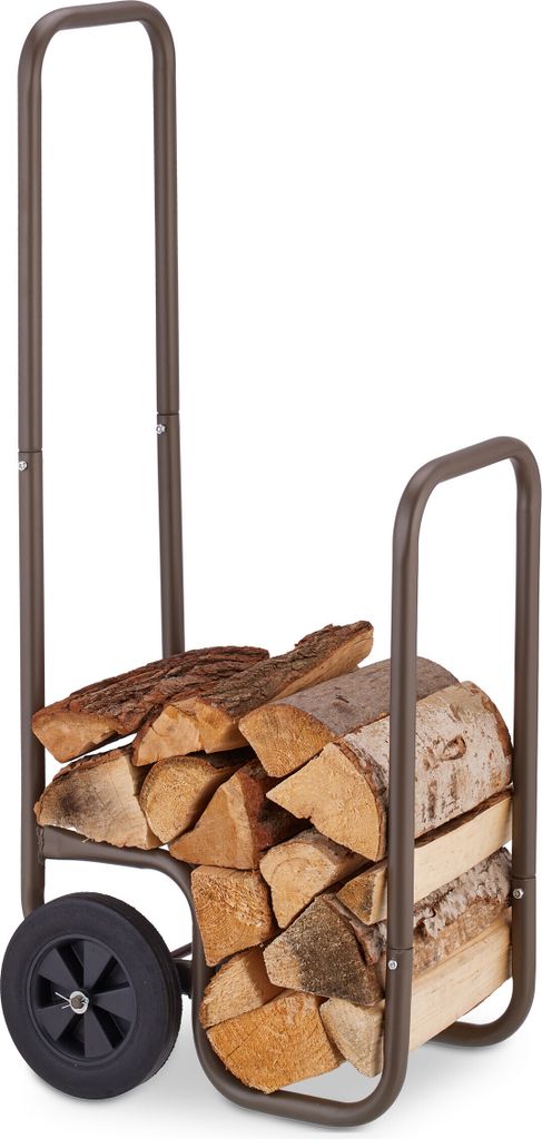 Wózek na drewno kominkowe Relaxdays, 2 gumowe koła, wózek o Zdjęcie produktu 
