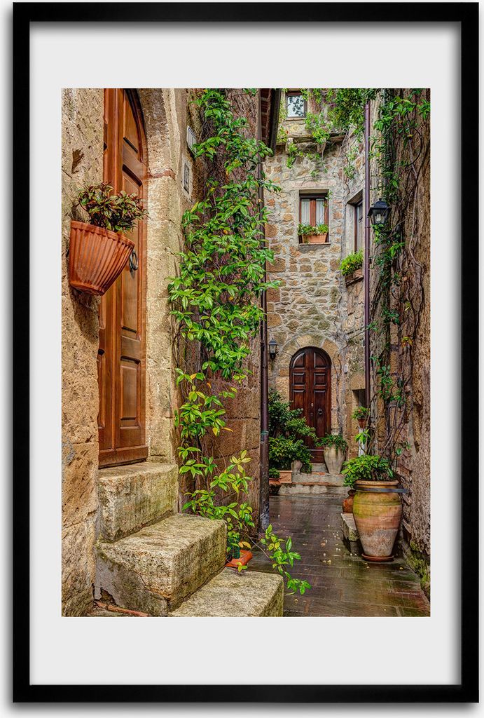 Bild - Bilderrahmen - 40 cm x 60 cm - MDF - Rahmen - Wandkunst - Italienische Straßen