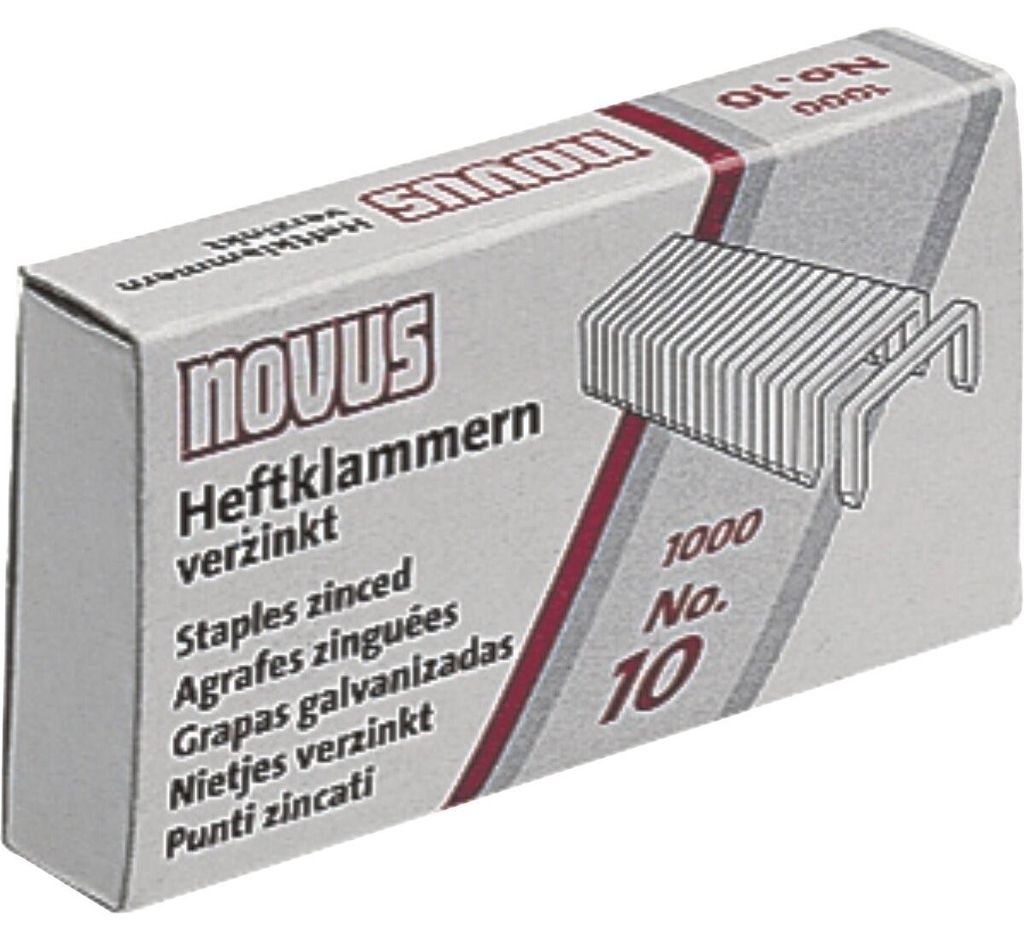 NOVUS Heftklammer No.10 040-0003 verzinkt 1.000 St./Pack. Produktbild 