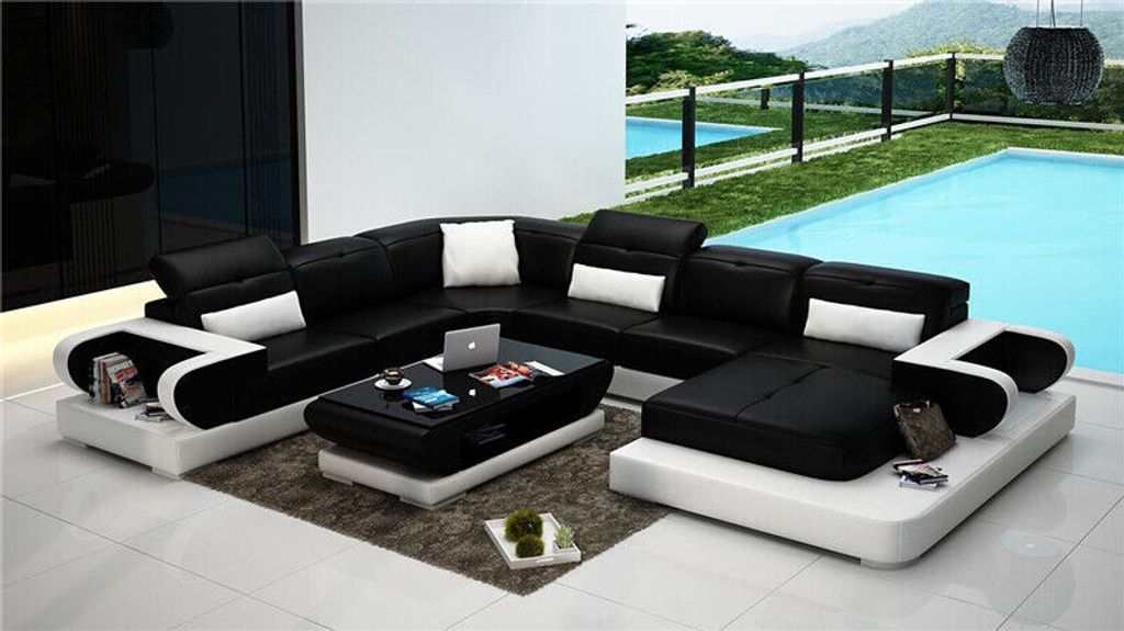 Ecksofa Schwarz U Form 325 x 396 x 195 cm