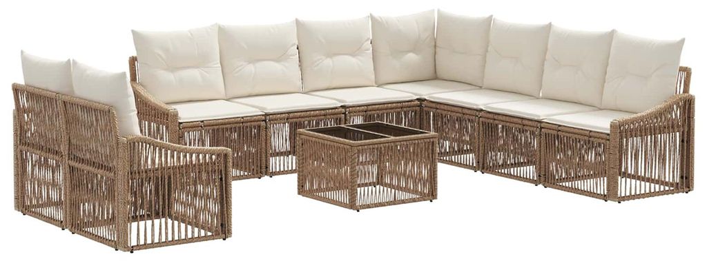 vidaXL Gartensofa-set 10 pcs Beige Poly-Rattan