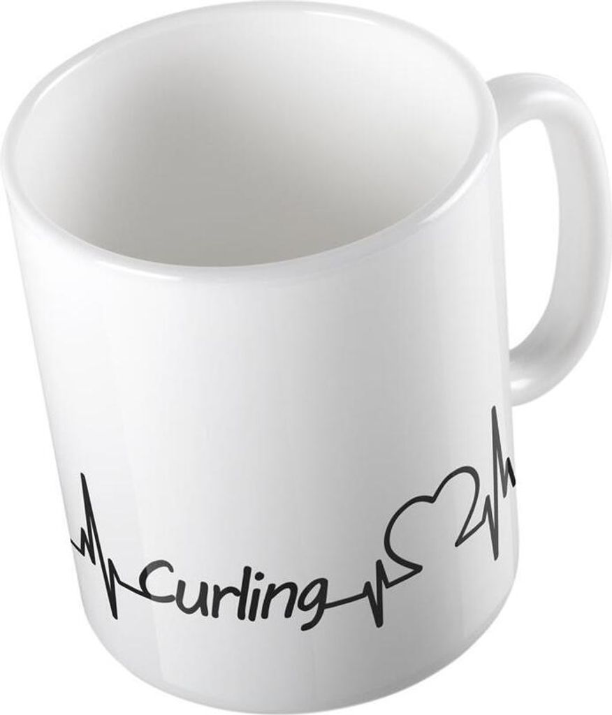 Huuraa Kaffeetasse Curling Geschenk Tasse Weiß 330ml Curling Präsent
