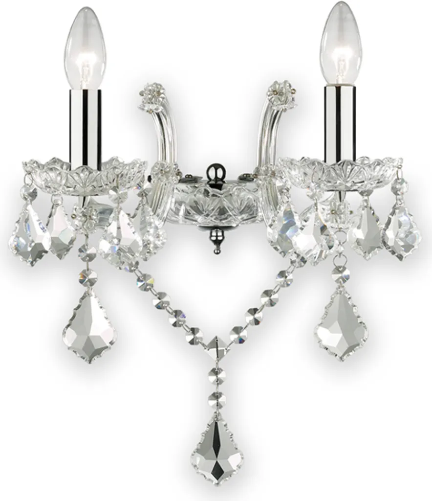 Applique murale cristal FLORIAN chrome : éclat luxueux avec 2 lumières