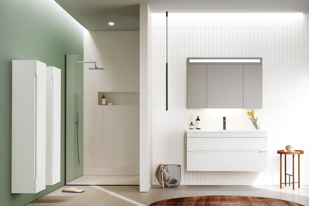 Orka | Badmöbel Set - 100 Cm - Weiß - Inklusive Waschbecken, Spiegel Und Stauraum - Elegant Und Hygienisch - lautloses Schließen