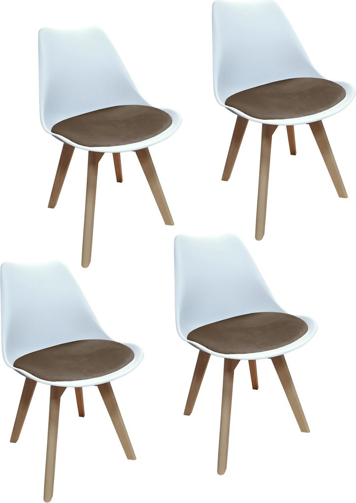 Design-Stühle mit Kunststoffschale Samt-Sitzkissen Skandinavischer Look für Esszimmer und Küche