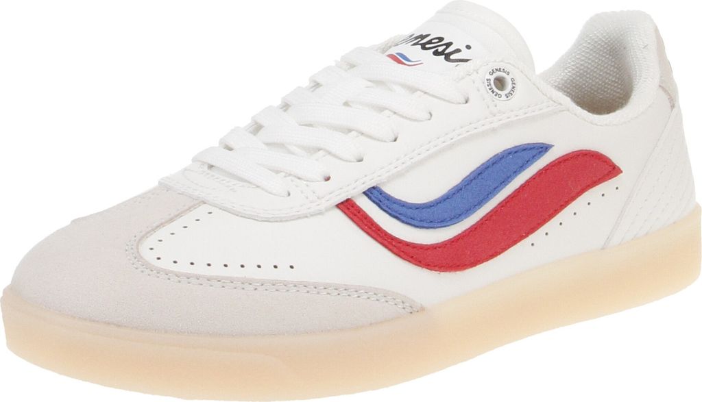 Genesis G-Volley Damensneaker, Chrome 6-freies Leder, White/Red/Blue - Damenschuhe Top Trends, Weiß, chrome 6-freies leder