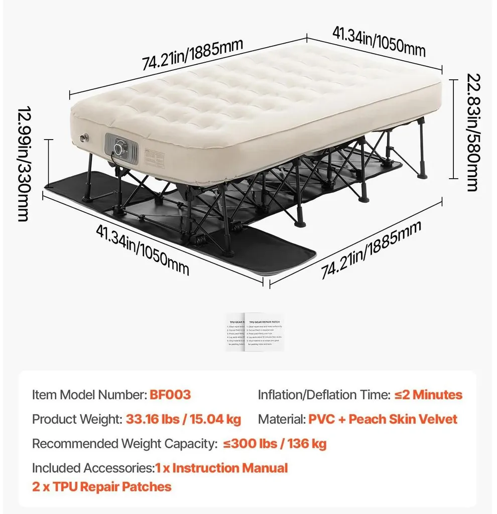 Matelas gonflable portable 220V autogonflant avec conception pliable - 2