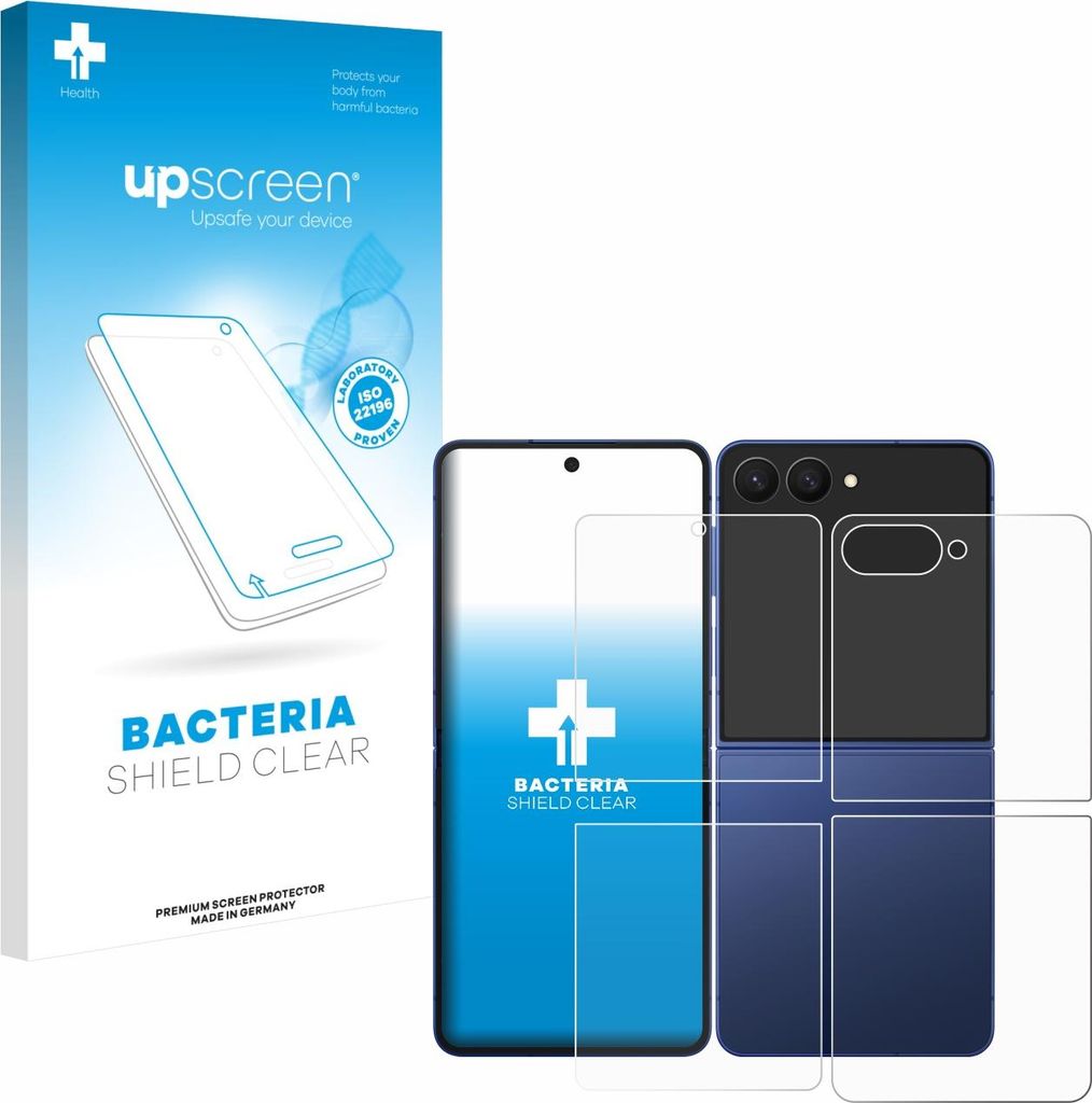 upscreen Schutzfolie für Samsung Galaxy Z Flip 7 (Display+Rückseite) Displayschutz Displayschutzfolie Folie Klar antibakteriell