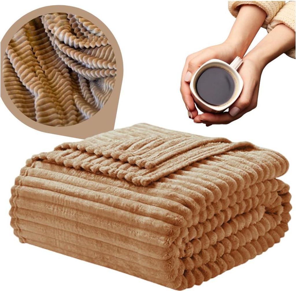 Braun geprägte gestreifte Decke 200x220 cm kariert Bett Sessel warmes Geschenk