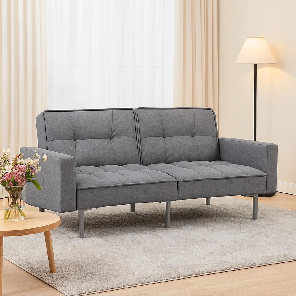 Modernes Schlafsofa mit Leinenbezug Stil und Funktionalität Produktbild 