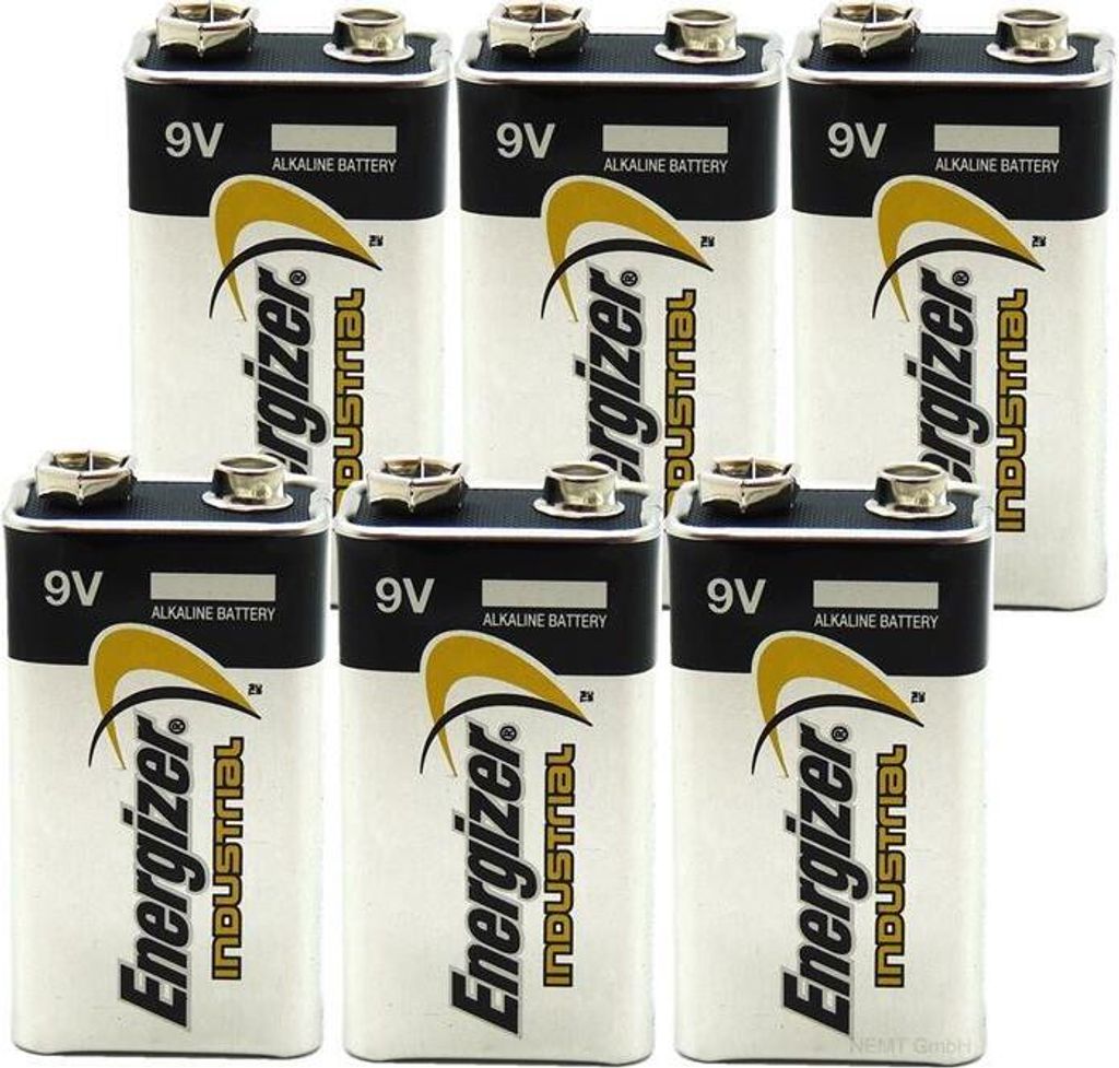 6 x Energizer INDUSTRIAL 9V Block 4LR61 9 V Blockbatterie lose für Rauchmelder