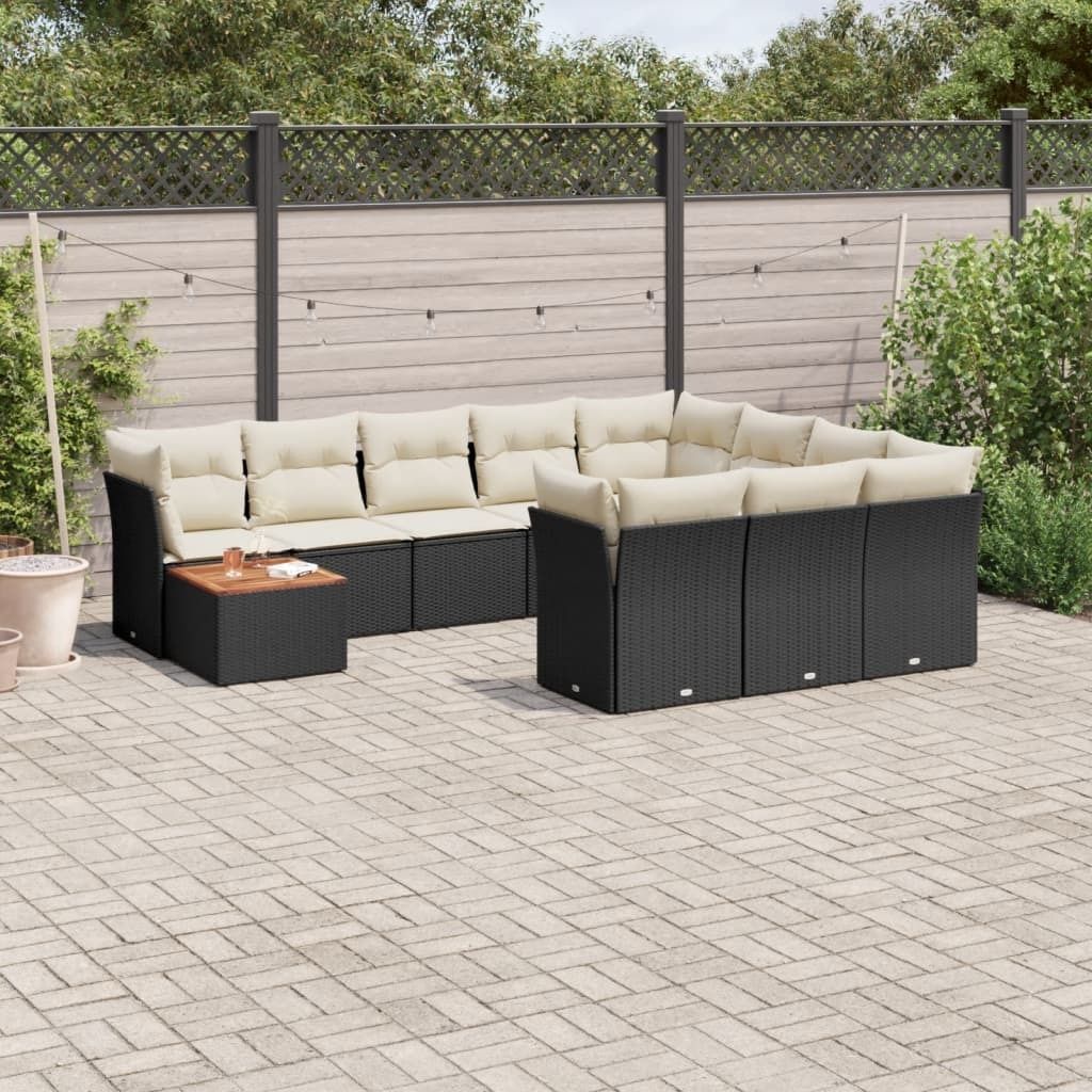 Maison Exclusive - 11-tlg. Garten-Sofagarnitur mit Kissen Schwarz Poly Rattan