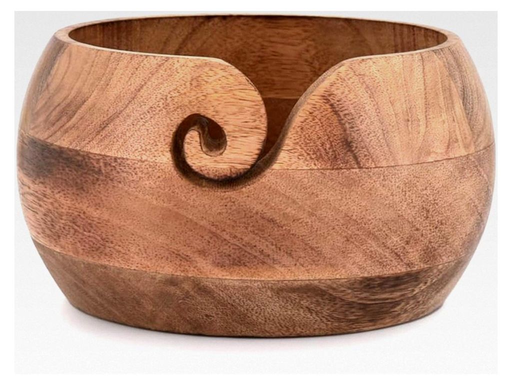 Holz-Garnschale, tragbar, für Strickgarn, 17,78 x 17,78 x 10,16 cm
