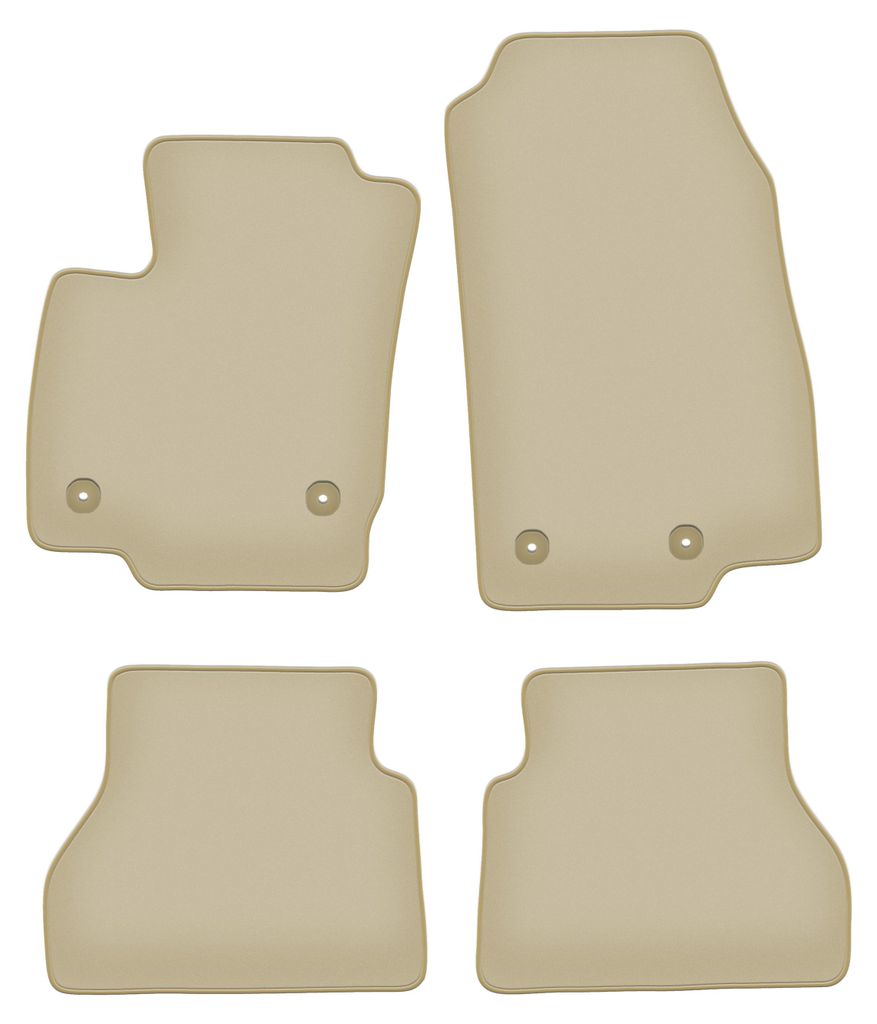 Velours-Fußmatten PREMIUM beige passend für Ford B-MAX (2012-2017, Minivan) – mit Befestigungen – passgenau