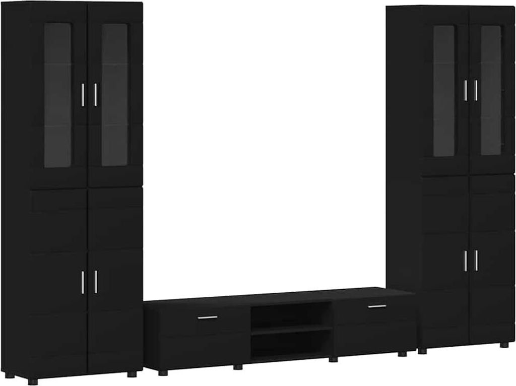 TV-Schrankset mit Schubladen FLORIN 3 pcs Schwarz Holzwerkstoff