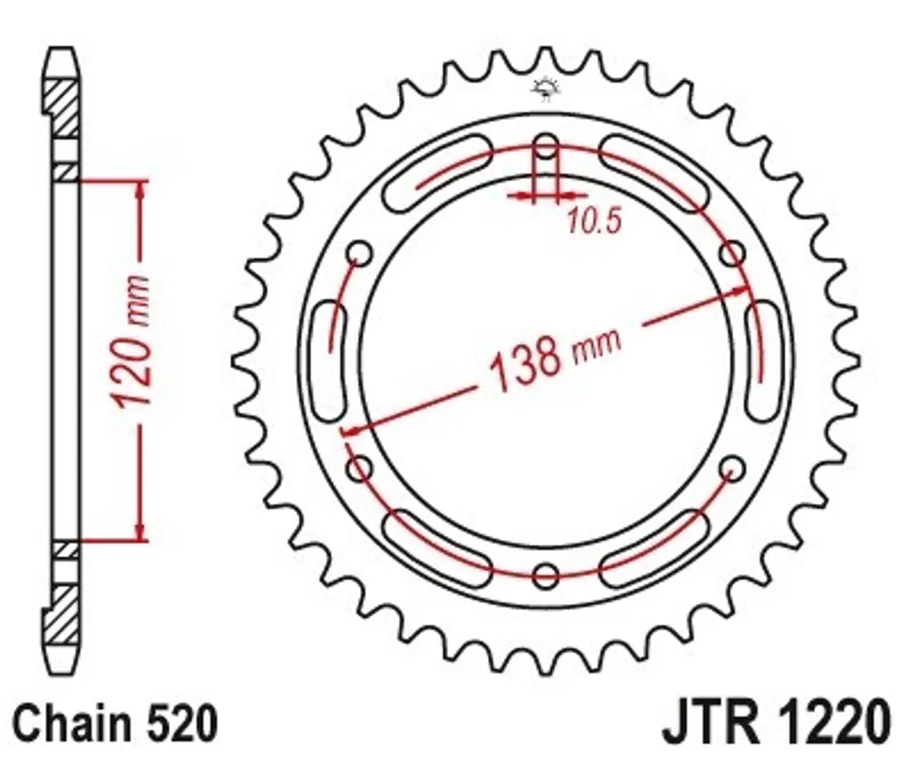 Pignone JT Pignoni 520 38Z diametro interno 120 mm cerchio di bulloni 138 mm - 4