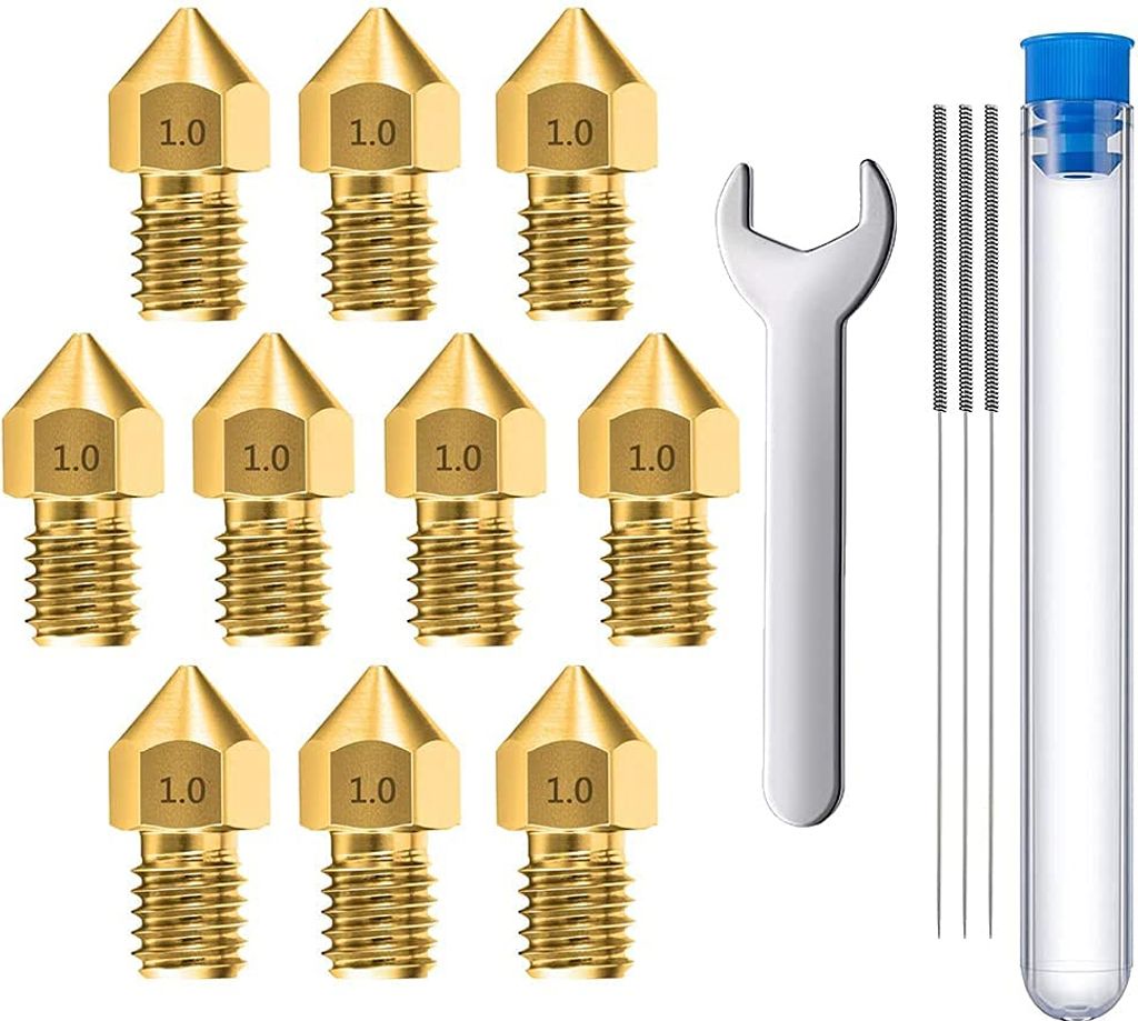 MMOBIEL 10 Extruder für 3D-Druckerdüsen 1.0 mm Messing MK8 für Creality Baureihe Ender