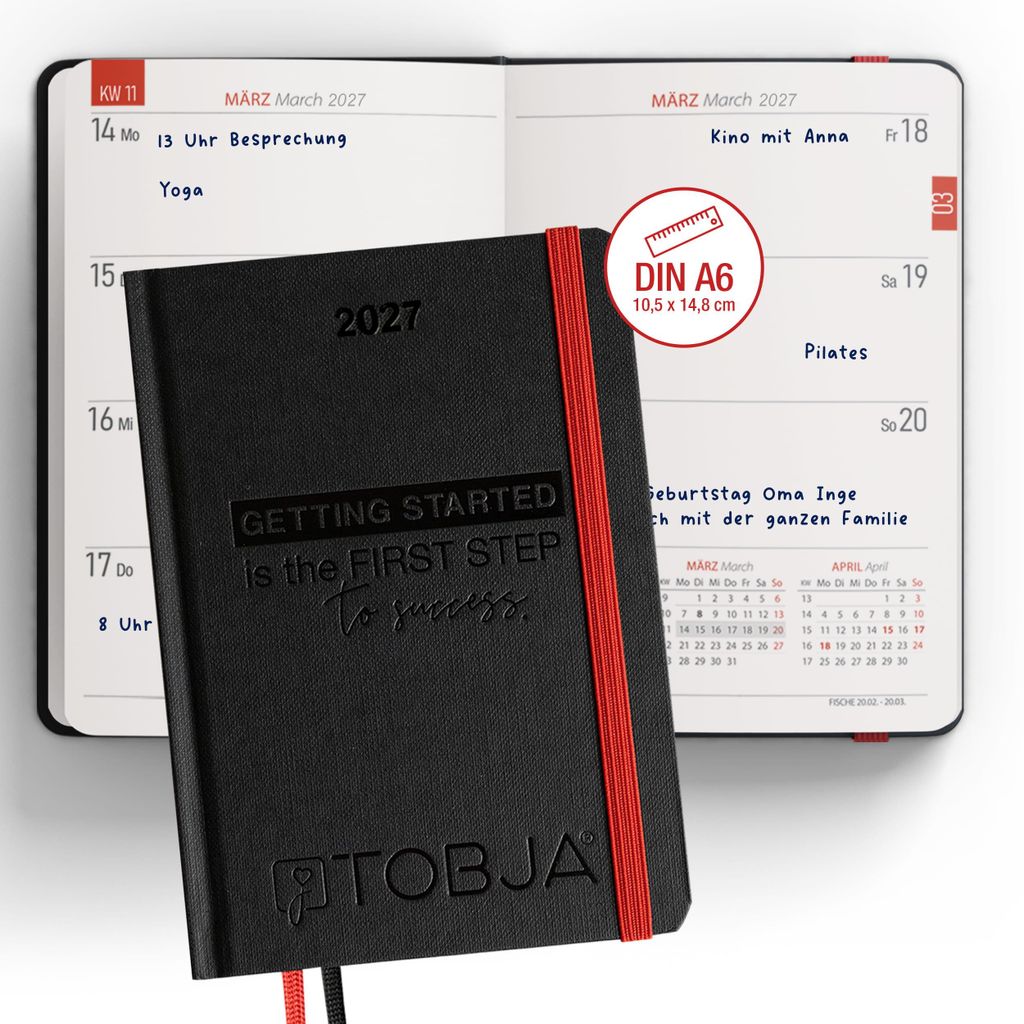 Taschenkalender 2027 A6 Schwarz - 1 Woche 2 Produktbild 