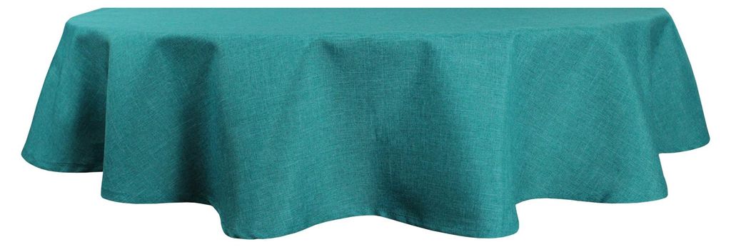 Tischdecke oval petrol 160x220 cm Leinenoptik Lotuseffekt Tischwäsche Wasserabweisend Tischtuch