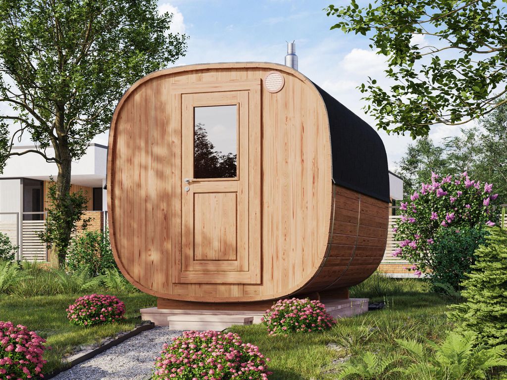 Fjordholz Fass-Sauna Modell Quadro 300 cm 2-Raum