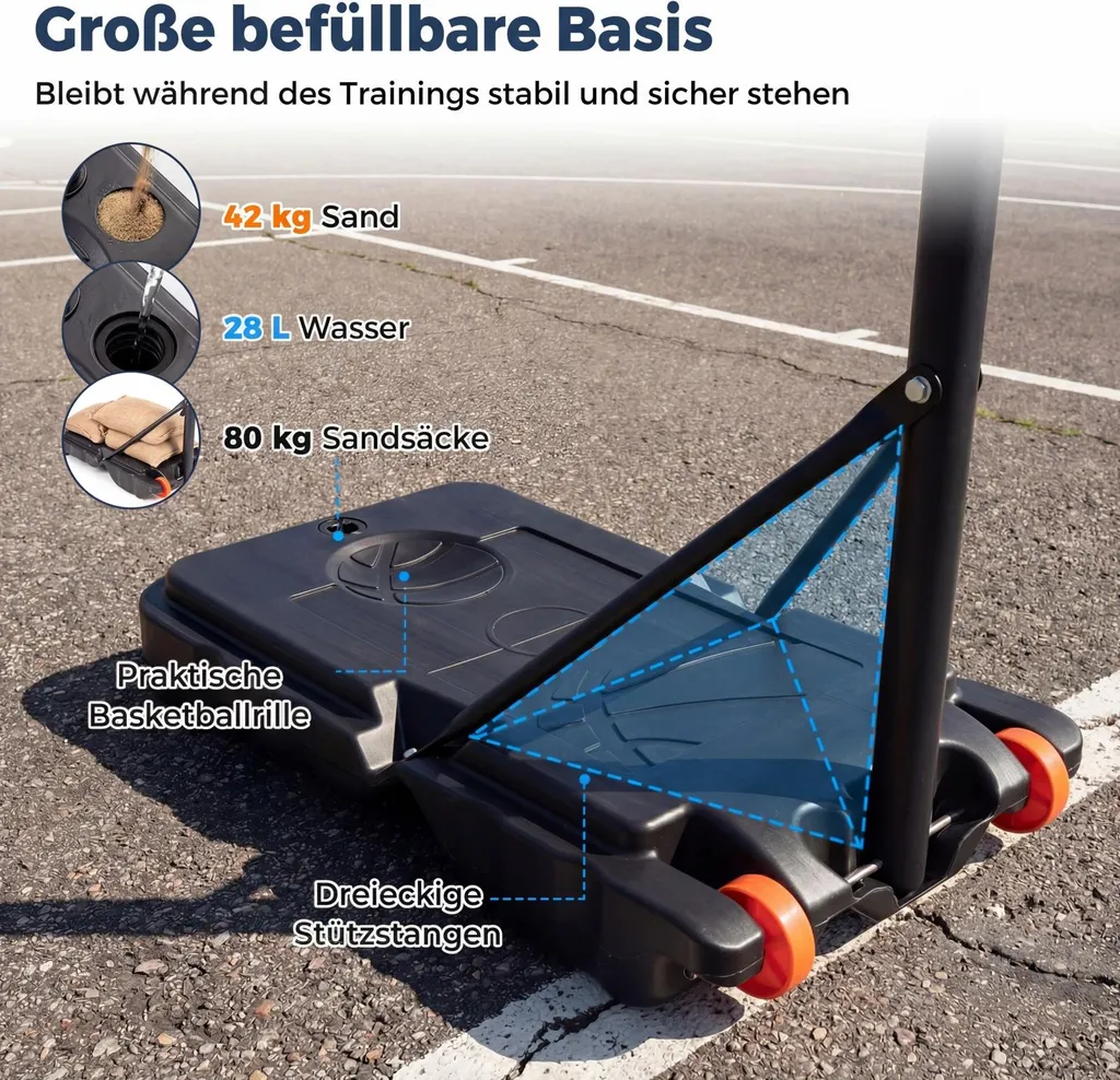 Support de basket sur roulettes pour enfant avec panneau de jeu réglable - 6