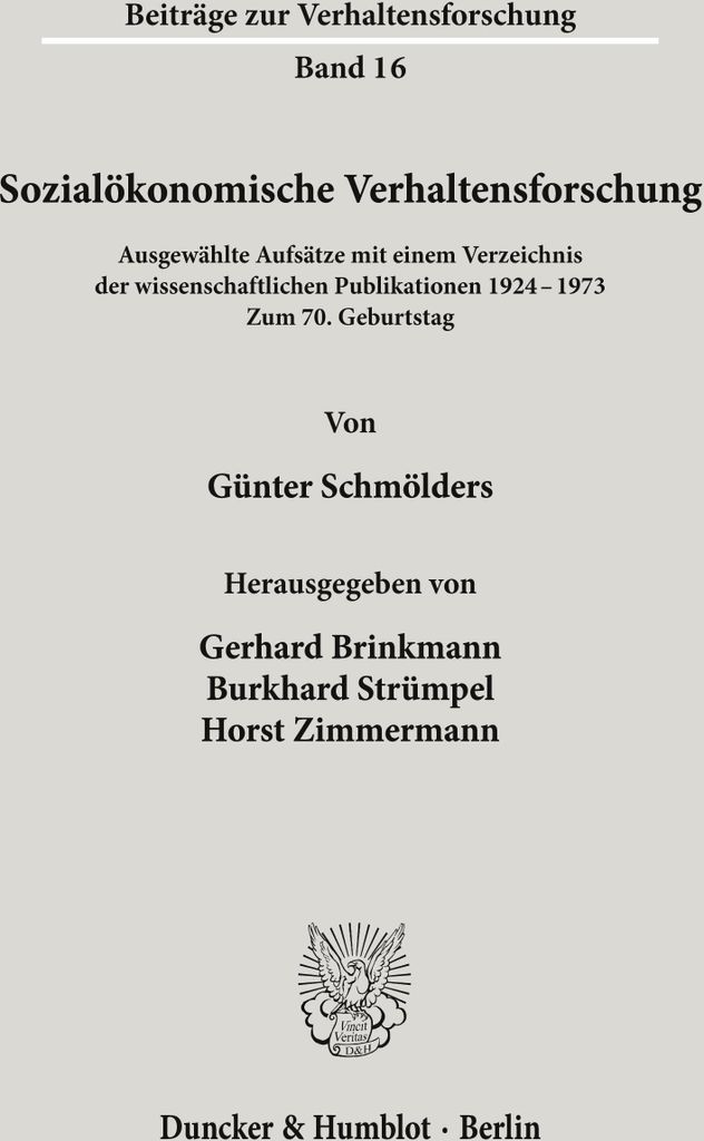 Sozialökonomische Verhaltensforschung.