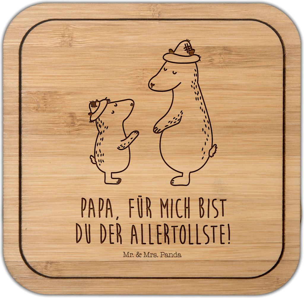 Mr. & Mrs. Panda Quadratischer Untersetzer Bären mit Hut - Produktbild 