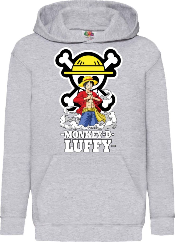 Kinder Kapuzenpullover One Manga Piece Anime 007, 12-13 Jahr - 152 / Grau