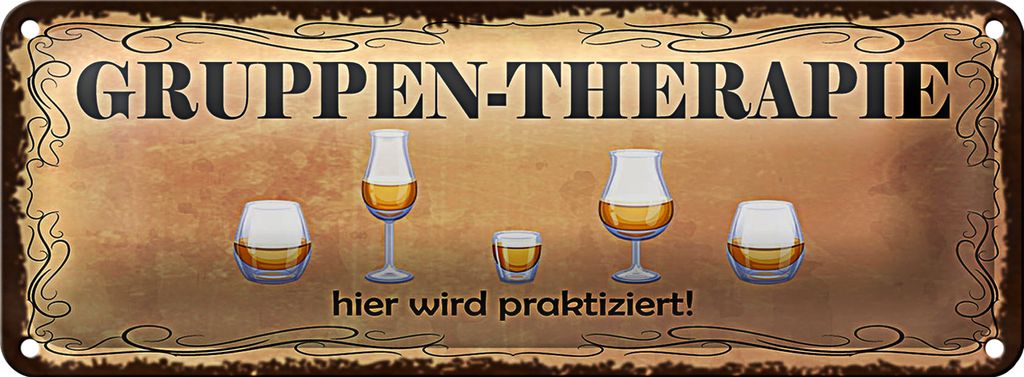 Blechschild Spruch 27x10cm Bier Gruppen Therapie hier wird Dekoration