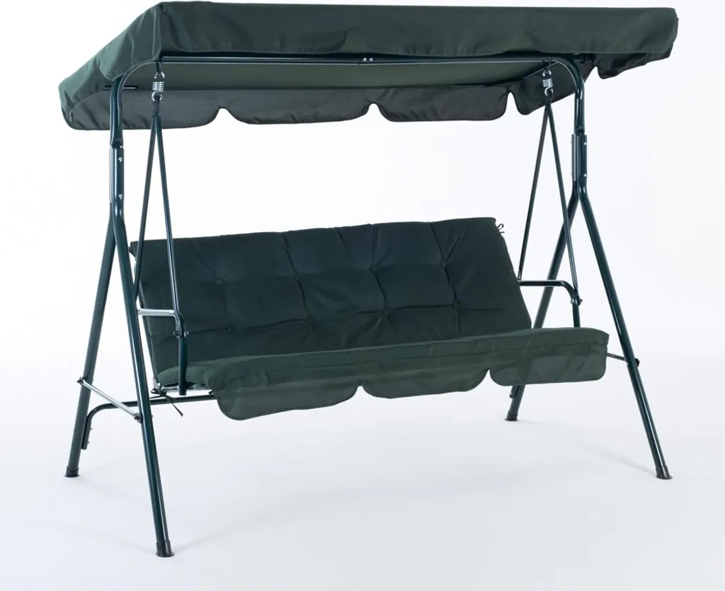 Balançoire métallique design pour jardin avec toit solaire ajustable 3P