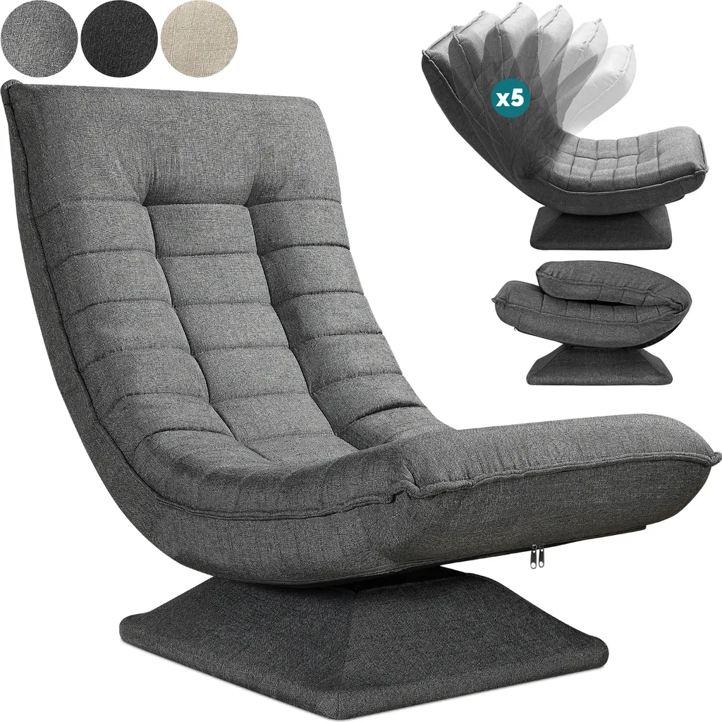 Casaria® Poltrona Relax da Lettura con Schienale Regolabile 360° Pieghevole Portata 150kg 60x105x87cm Sedia da Pavimento Imbottita Salotto Gaming