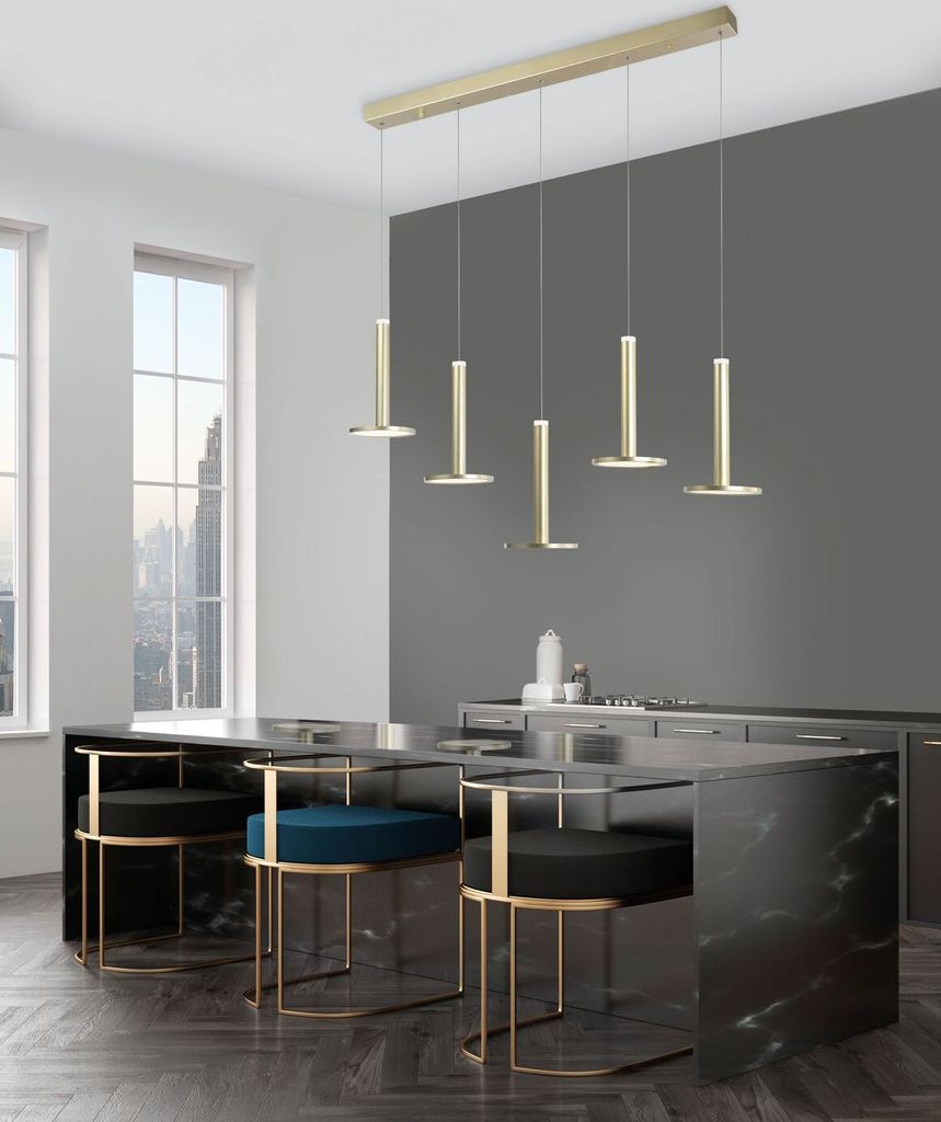 Nova Luce PALENCIA LED Pendelleuchte Messing 50W Warmweiss 107x15x150cm 1703301203