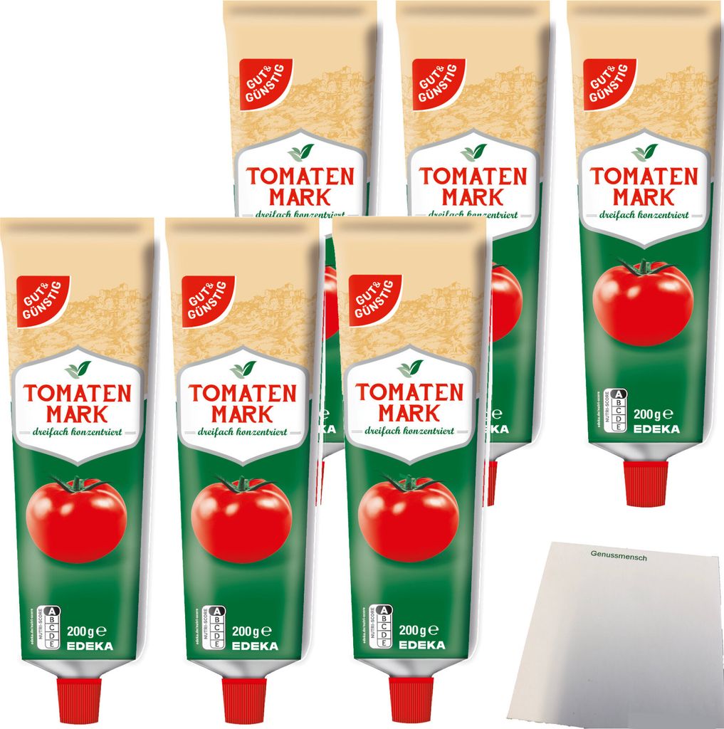 Gut & Günstig Tomatenmark dreifach konzentriert 6er Pack (6x200g Tube) + usy Block