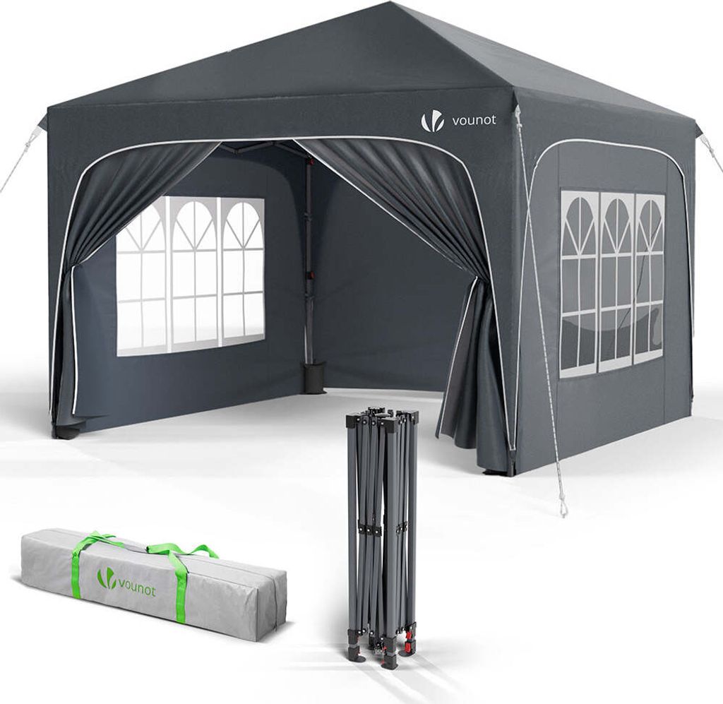 VOUNOT® Pavillon 3x3m mit 4 Seitenteilen & 4 Sandsäcke, Pop Produktbild 
