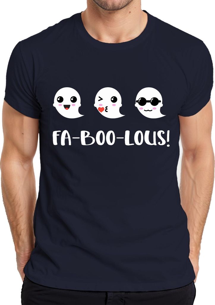 FA-BOO-LOUS! Geister Halloween Niedlich Süß Lustig Kinder Cartoon Herren T-Shirt, Navy, M