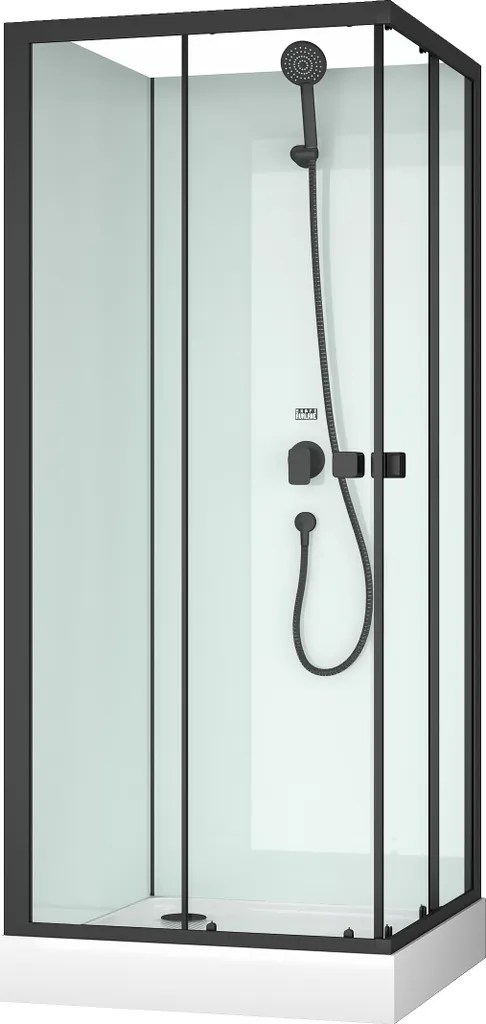Cabine de douche complète 80x80 cm avec accès d'angle et finitions noires