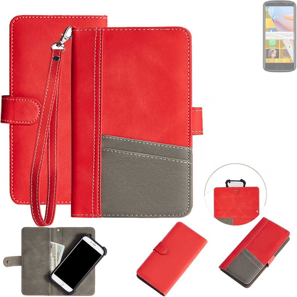 K-S-Trade Handy Schutzhülle kompatibel mit Bea-fon M7 Lite Hülle Portemonnee Brieftasche Klapphülle Kartenfächer Flip Wallet Case Etui