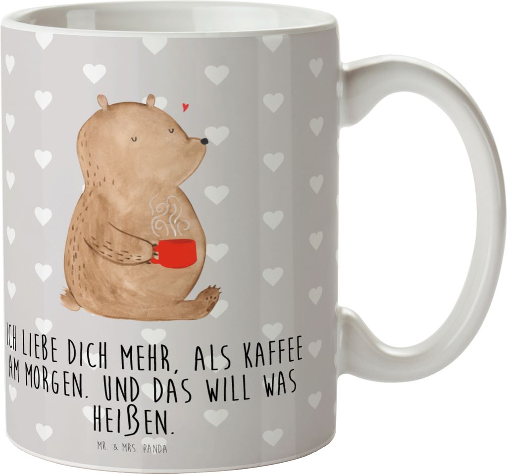 Mr. & Mrs. Panda Keramiktasse Bär Morgenkaffee - Grau Pastell - Geschenk, Freundin, Tasse, Mitbringsel, für Frauen, Kaffeebecher, Valentinstag, H...