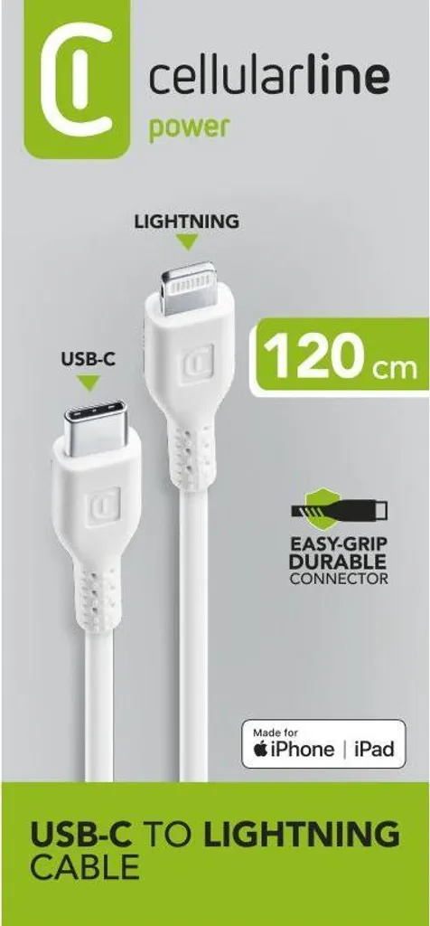 Câble Cellularline USB-C vers Lightning 120cm pour iPhone et iPad