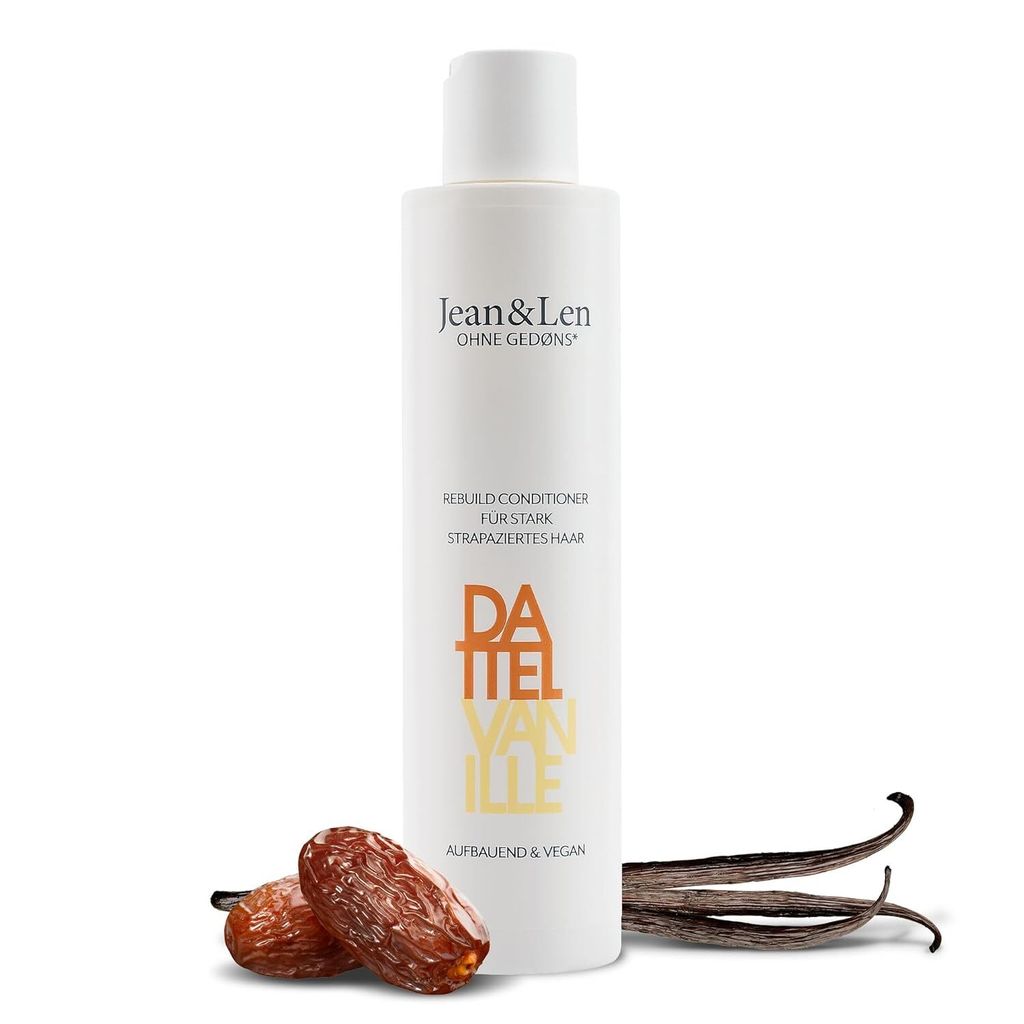 Jean & Len Rebuild Conditioner Dattel/Vanille, 300ml, vegan, Nicht-professionelle Haarspülung, Empfindliches Haar, Alle Farben, Glanz