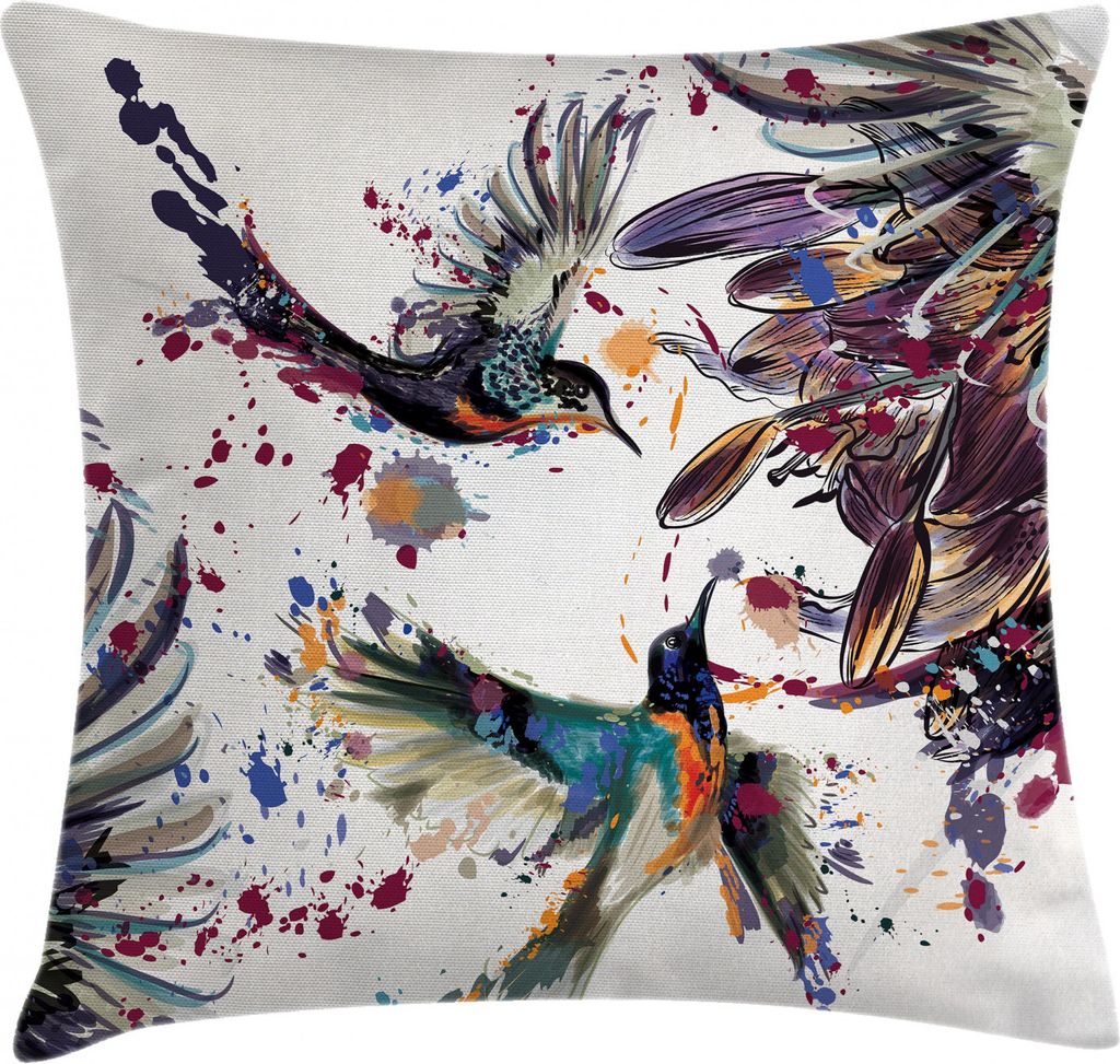 ABAKUHAUS Natur Kissenbezug, Lilien-Vogel-Aquarell, Waschbar mit Reißverschluss Kissenhülle mit Farbfesten Klaren Farben Beidseitiger Druck, 40 x...