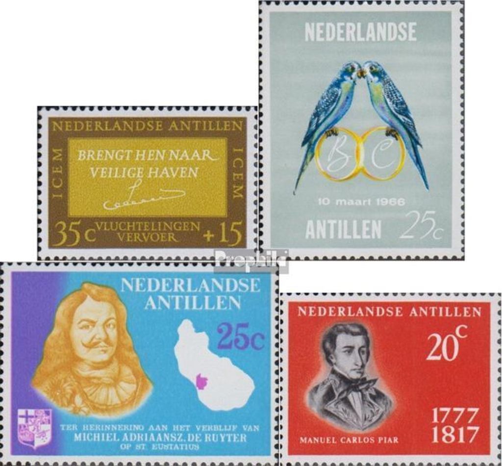 Briefmarken Niederländische Antillen 1966 Mi 163,164,165,178 (kompl.Ausg.) postfrisch ICEM