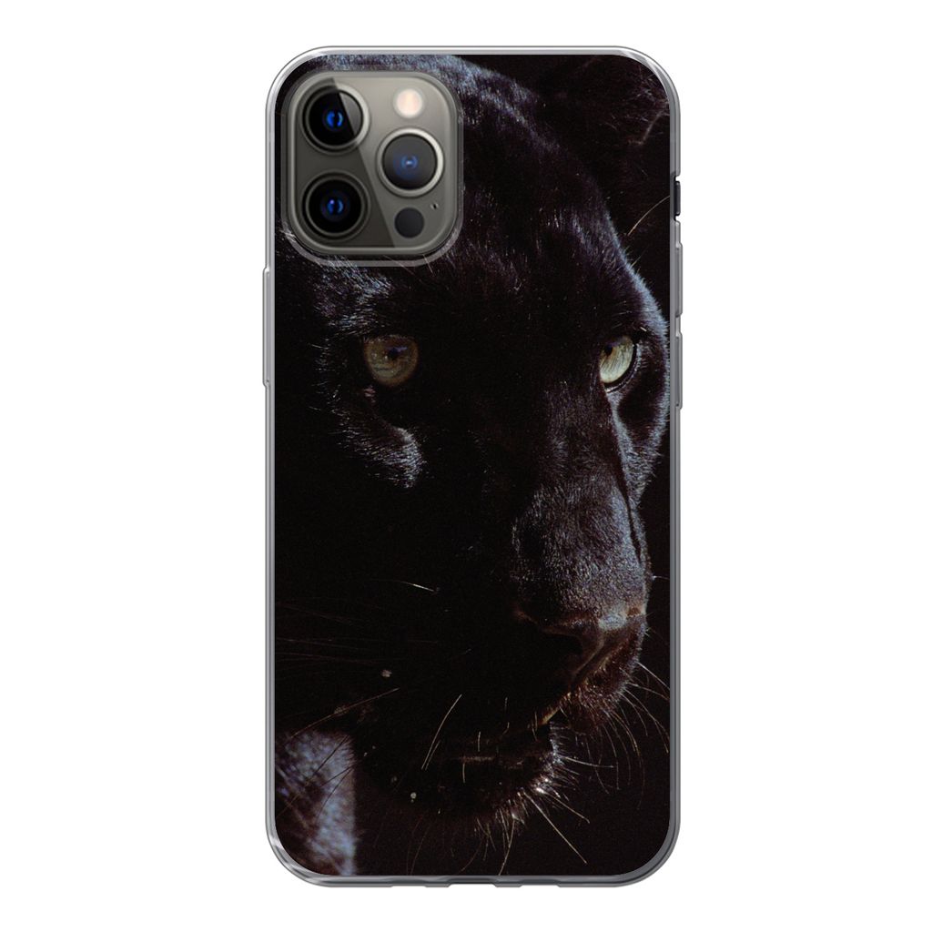 MuchoWow Handyhülle Schutzhülle Hülle für iPhone 13 Pro Panther - Tier - Schwarz Silikon Softcase Handy Hülle - Handy-Tasche