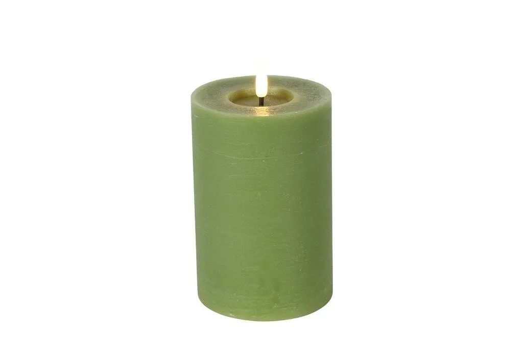 Candela Rustica LED Countryfield 15 cm Verde Chiaro | Effetto Cera Real