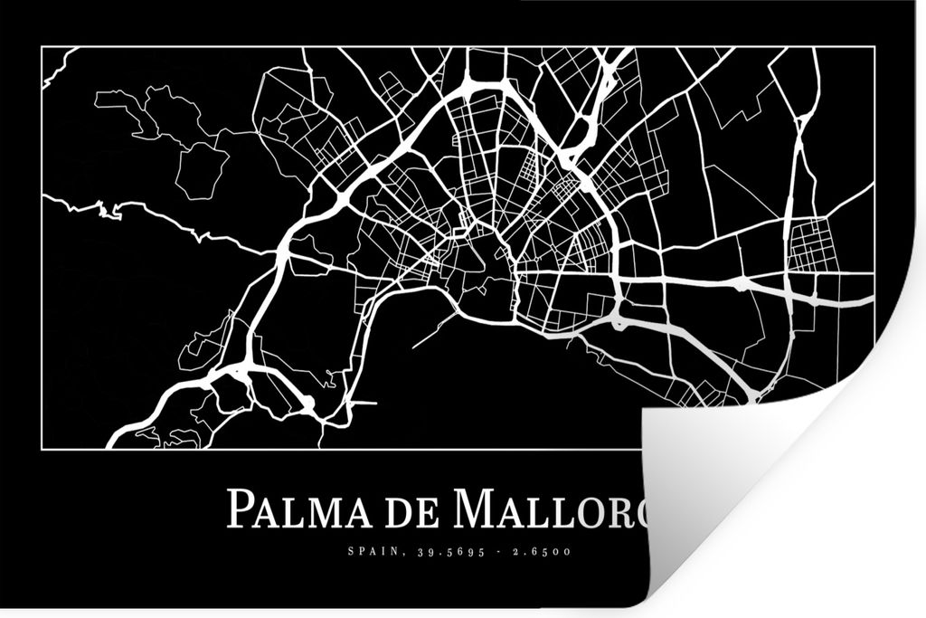 MuchoWow Wandtattoo Wandsticker Wandaufkleber Karte - Stadtplan - Palma de Mallorca - Karte 30x20 cm Selbstklebend und Repositionierbar - Wierder...