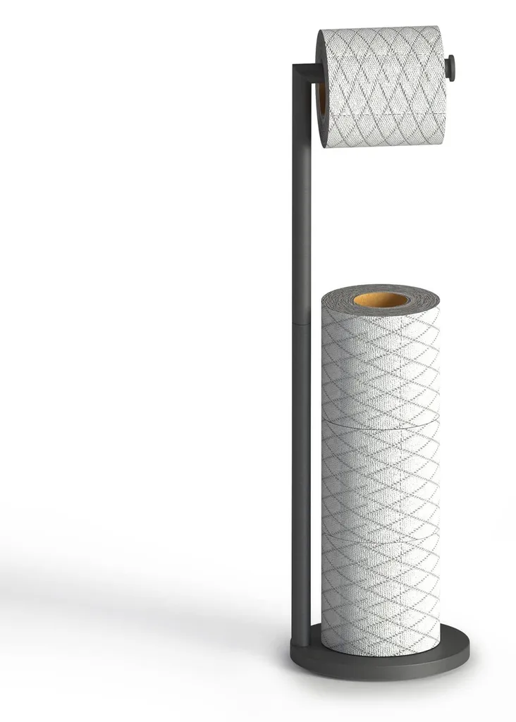 Réserve papier toilette verticale noire pour salle de bains, inox 57 cm
