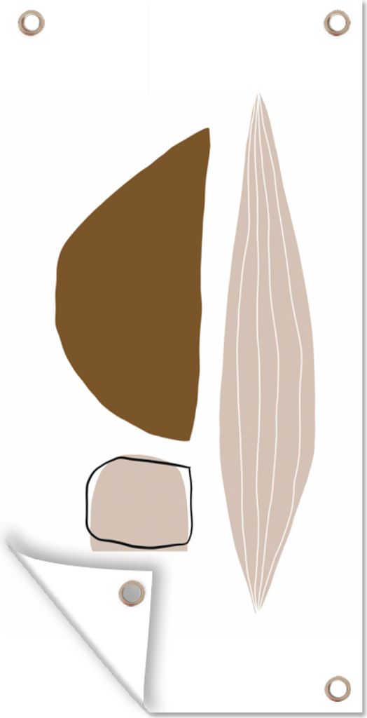 MuchoWow 80x160 cm Outdoor-Poster Gartendeko Sichtschutz Garten Poster für den Garten Abstrakt - Formen - Linienkunst