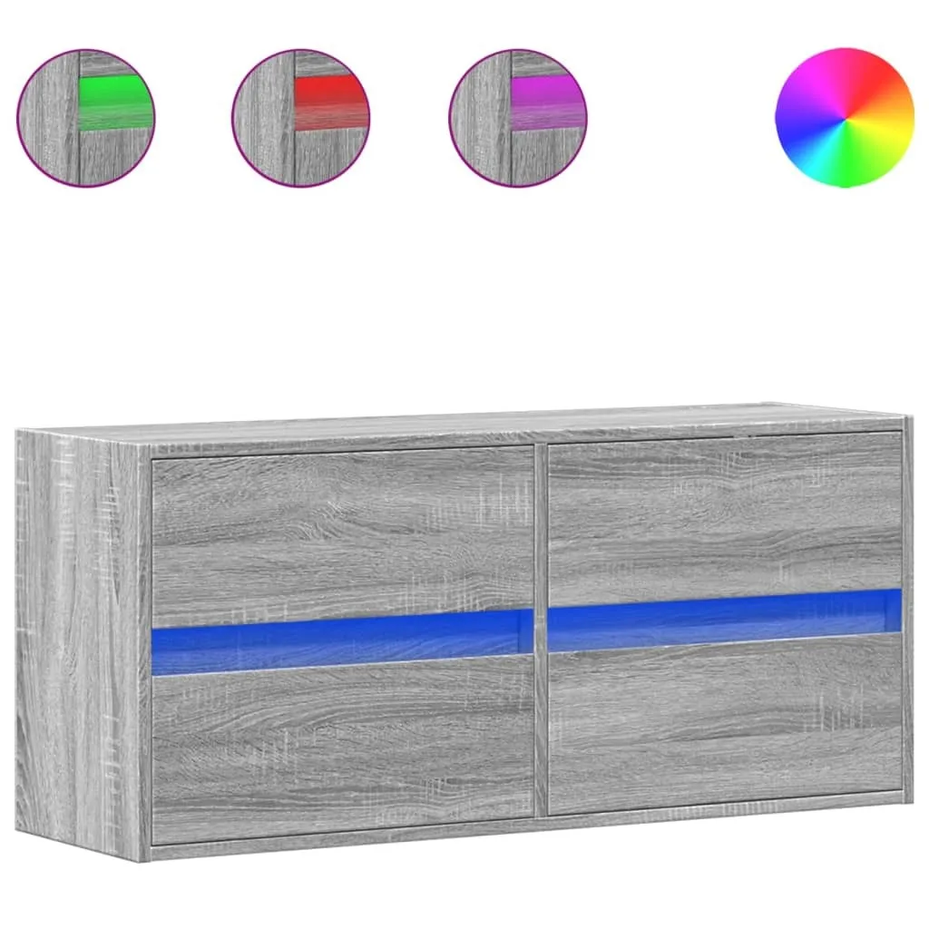 Parete TV con illuminazione LED Grigio Sonoma 100x31x45 cm