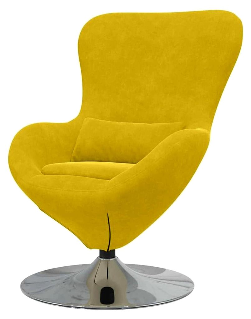 Gelber Samt-Ei-Stuhl mit Drehfunktion, modernes Design für das Wohnzimmer, gemütlich und stilvoll, ideal für drinnen, einzeln oder als Lounge-L...